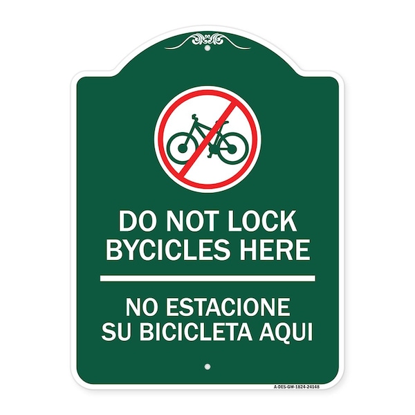Do Not Lock Bicycles Here No Estacione Su Bicicleta Aqui With No Bicycle Graphic, GW-1824-24148